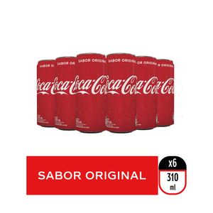 Pack Coca-Cola sabor original lata descartable 310 ml x 6