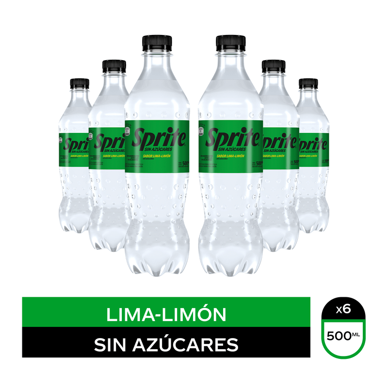Pack Sprite lima limón sin azúcar descartable 500 ml x 6