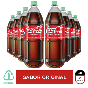Caja Coca-Cola sabor original retornable 2 L x 8 (Con envase)