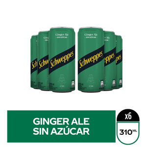 Pack Schweppes tónica Ginger Ale sin azúcar 310 ml x 6