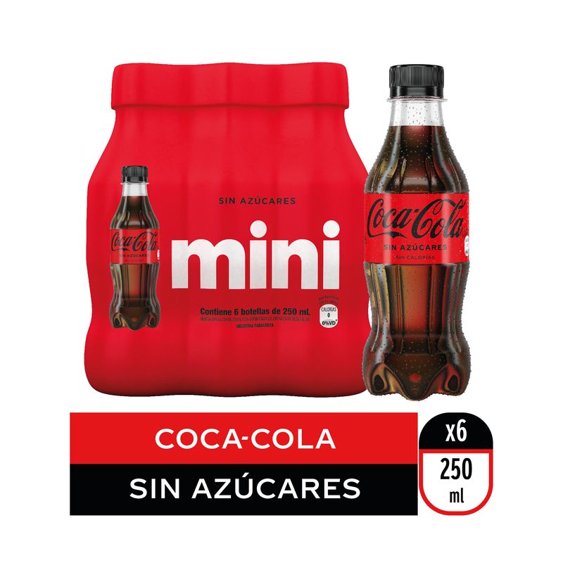 Mini pack Coca-Cola sin azúcar 250 ml x 6