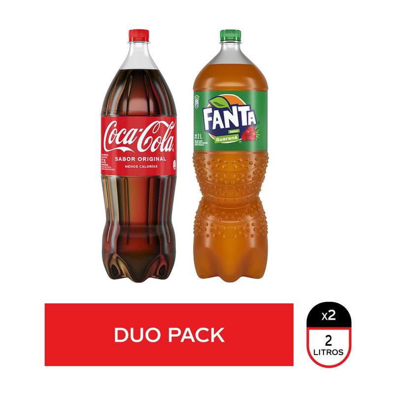 Pack-Coca-Cola-sabor-original---Fanta-Guarana-2-l-x-2