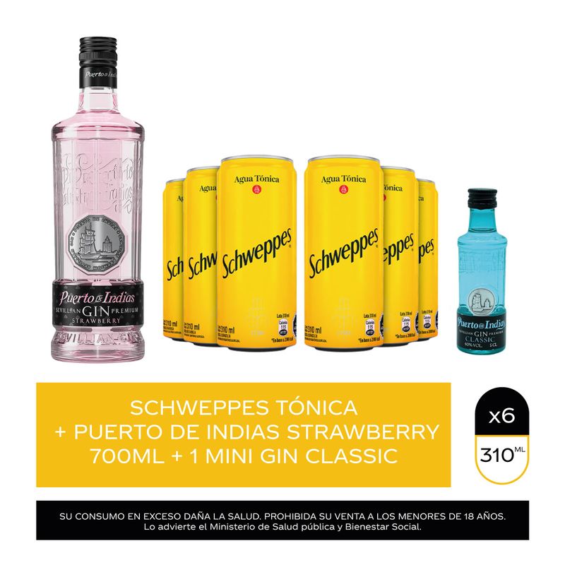 Schweppes-tonica-310mL-x6--Gin-Puerto-de-Indias-Strawberry-700mL---1-Mini-Gin-C