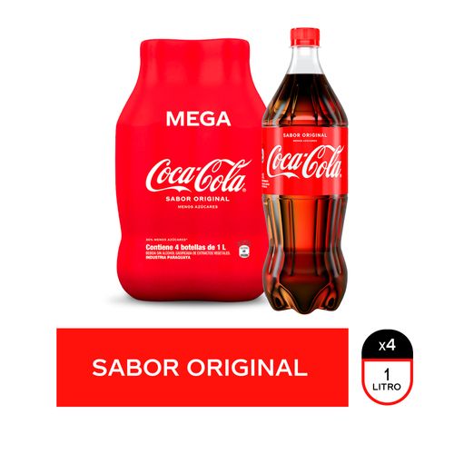 Coca-Cola sabor original descartable 1 L x 4 - Mega