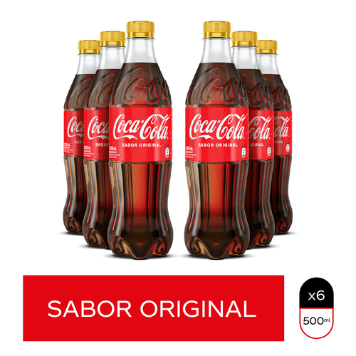 Pack Coca-Cola sabor original descartable 500 ml x 6