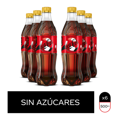 Pack Coca-Cola sin azúcar descartable 500 ml x 6