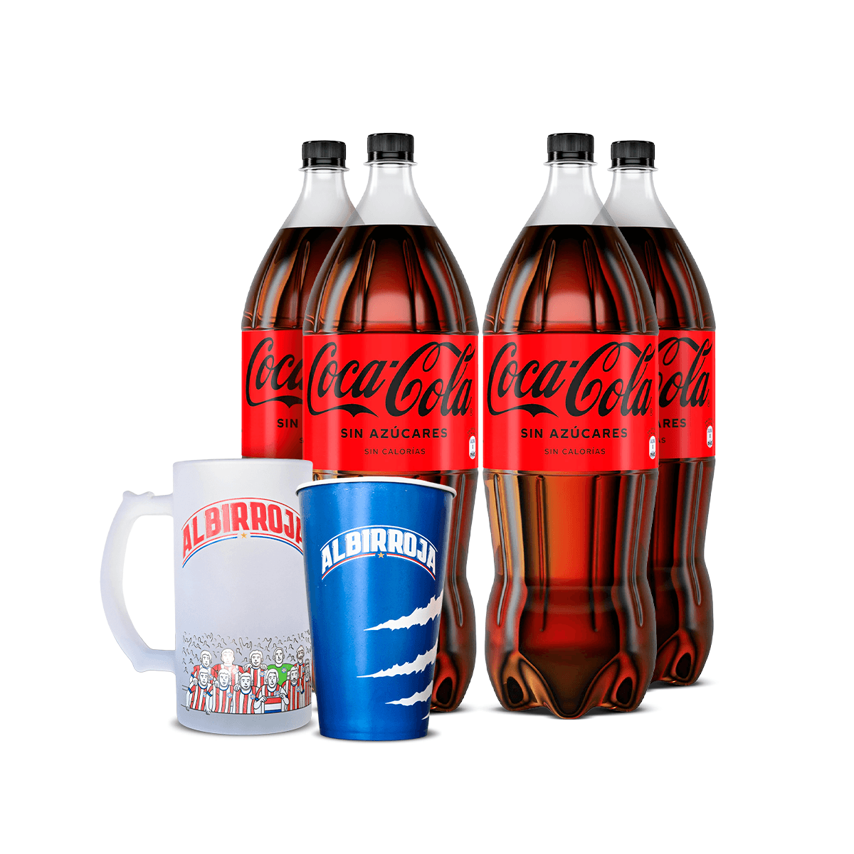 Combo Pack Coca-Cola sin azúcar 2L x4 + 1 Vaso Plástico Garra Azul ...
