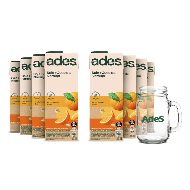 Ades naranja 1 L x8 + Jarrita Ades de regalo
