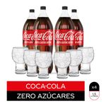 Pack Coca-Cola sin azúcar descartable 1.5 L x 4 + Vaso balón x 6